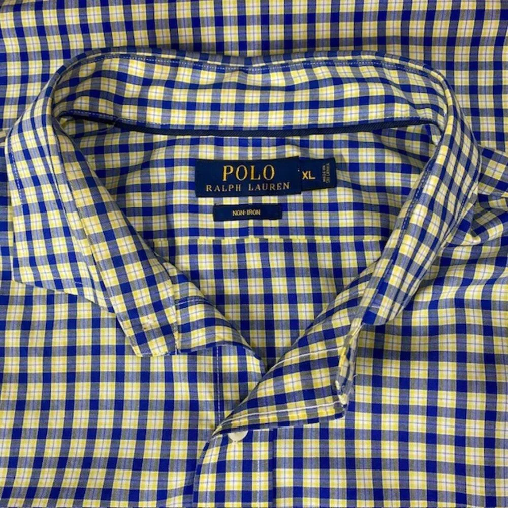 Polo Ralph Lauren‎ Plaid Long Sleeve Button Down Shirt XL Non Iron Office Casual